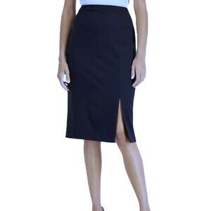 NWOT Tahari ASL Knee Length Dark Blue Pencil Skirt Front Slit Back Zip Size 4